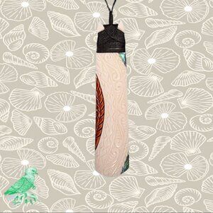 Bone Toki with Paua and Stain New Zealand Made by Maori Carver Great Gift